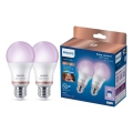 Pakke med 2 Philips SMART A60 LED RGB dæmpbare pærer E27/8,5W/230V 2200-6500K