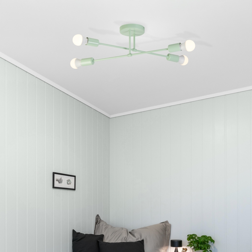 Påmonteret loftlampe CAMBRIDGE 4xE27/15W/230V grøn