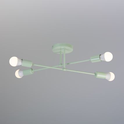 Påmonteret loftlampe CAMBRIDGE 4xE27/15W/230V grøn