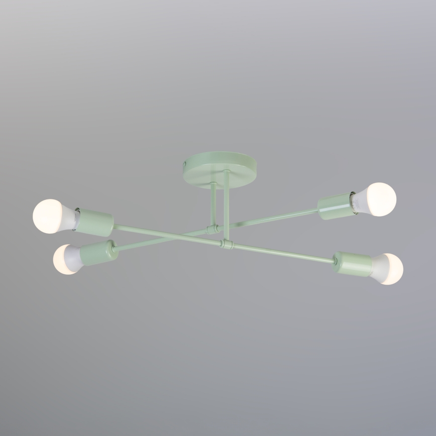 Påmonteret loftlampe CAMBRIDGE 4xE27/15W/230V grøn