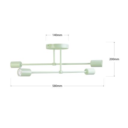 Påmonteret loftlampe CAMBRIDGE 4xE27/15W/230V grøn