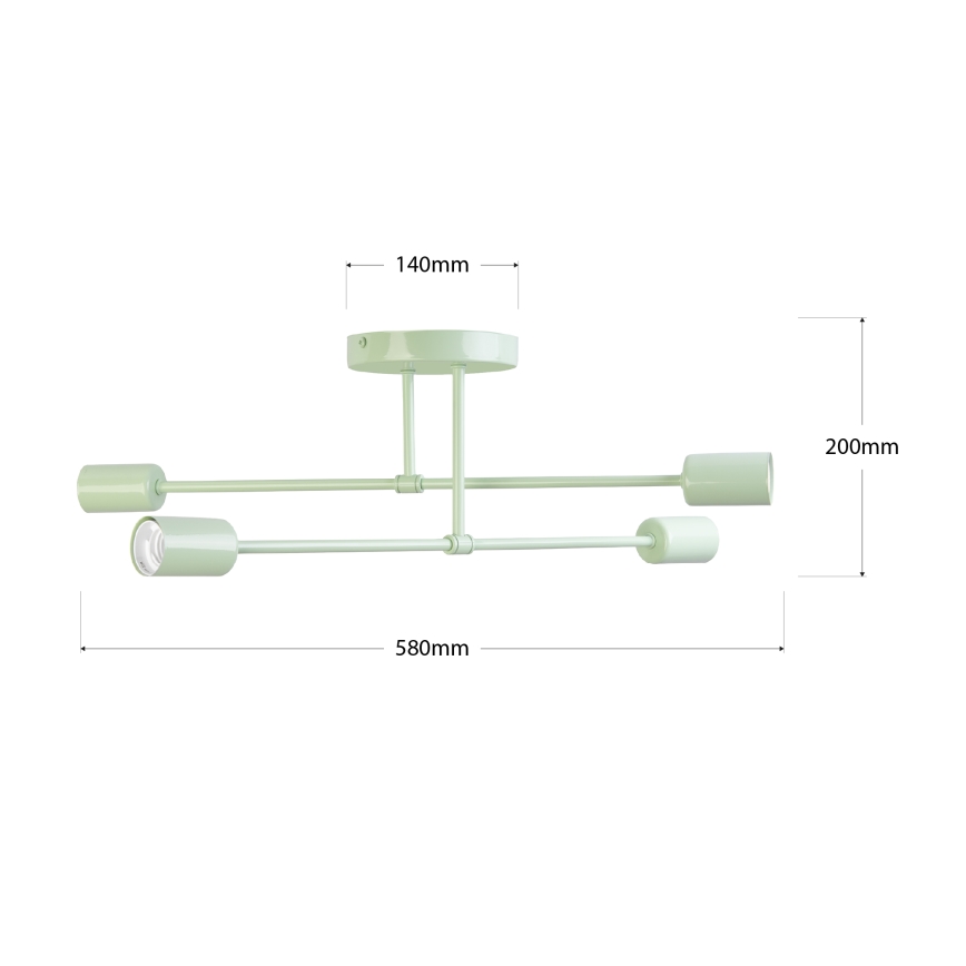 Påmonteret loftlampe CAMBRIDGE 4xE27/15W/230V grøn