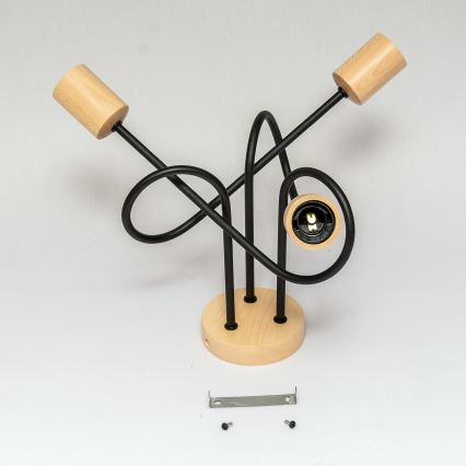 Påmonteret loftlampe OXFORD 3xE27/15W/230V i fyrretræ/sort