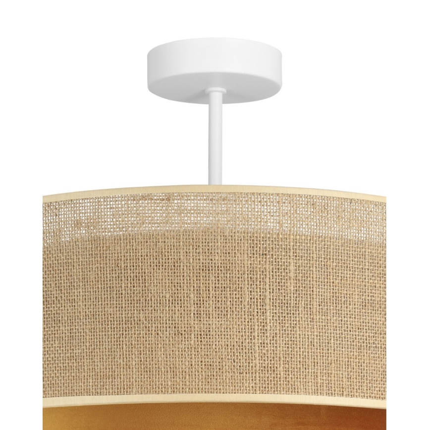 Påmonteret loftlampe SARTA 1xE27/60W/230V Ø 45 cm kobberfarvet/jute