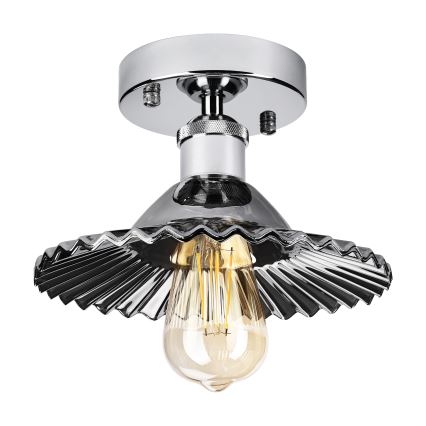 Påmonteret loftlampe TRISH 1xE27/15W/230V blank krom/røget sort