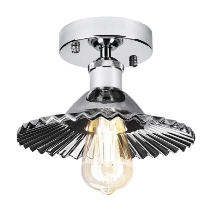 Påmonteret loftlampe TRISH 1xE27/15W/230V blank krom/røget sort