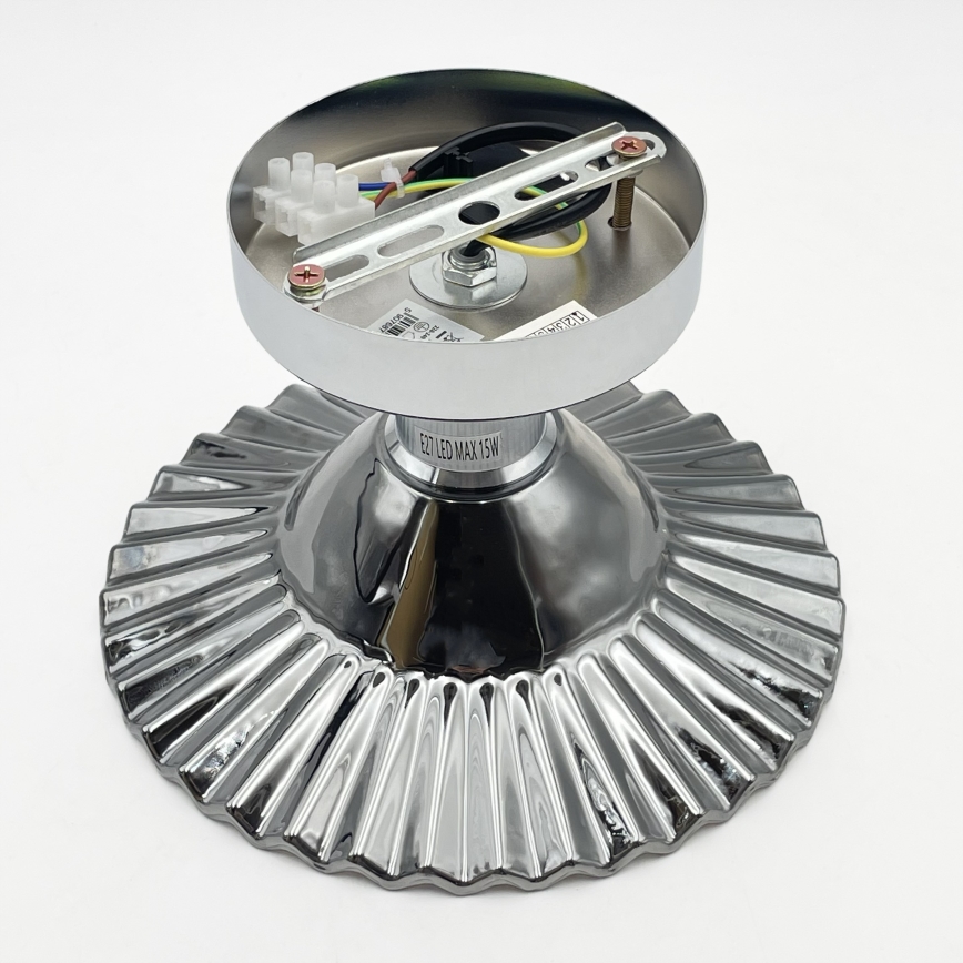 Påmonteret loftlampe TRISH 1xE27/15W/230V blank krom/røget sort