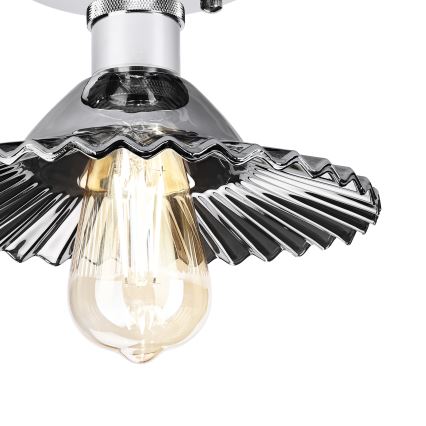 Påmonteret loftlampe TRISH 1xE27/15W/230V blank krom/røget sort