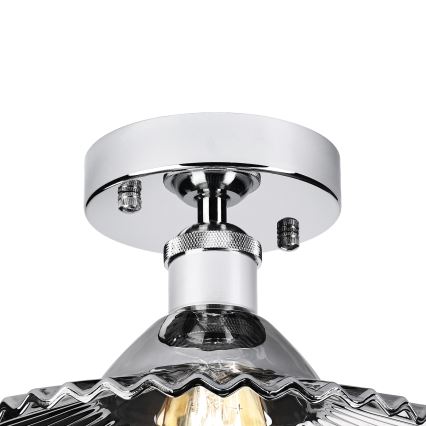 Påmonteret loftlampe TRISH 1xE27/15W/230V blank krom/røget sort
