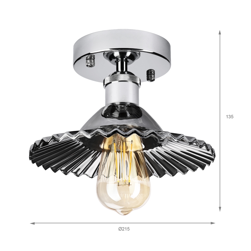 Påmonteret loftlampe TRISH 1xE27/15W/230V blank krom/røget sort