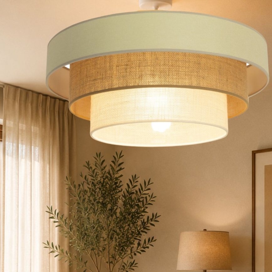 Påmonteret loftlampe WENTA 1xE27/60W/230V Ø 50 cm beige/jute