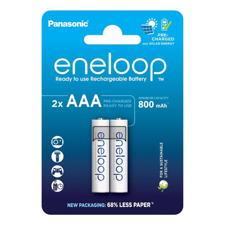 Panasonic - 2 stk. Genopladeligt batteri AAA Eneloop 800 mAh