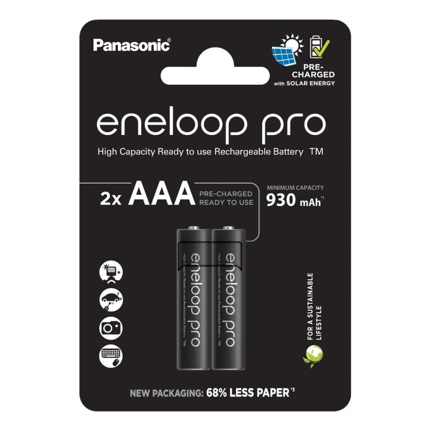 Panasonic - 2 stk. Genopladeligt batteri AAA Eneloop Pro 930 mAh