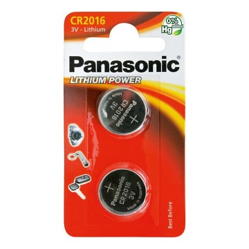 Panasonic - 2 stk. Lithium-knapcellebatteri CR2016 3V 72 mAh