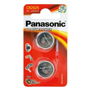 Panasonic - 2 stk. Lithium-knapcellebatteri CR2025 3V 165 mAh
