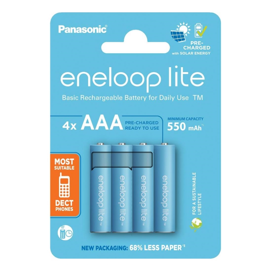 Panasonic - 4 stk. Genopladeligt batteri AAA Eneloop Lite 550 mAh