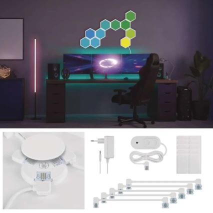 Panel 10x RGBIC dæmpbart LED/1,9W/230V Wi-Fi Tuya