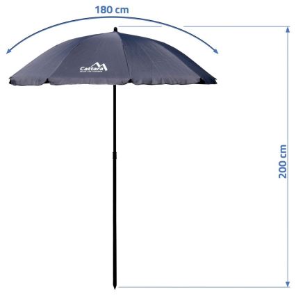 Parasol 1,8 m foldbar + hældning grå