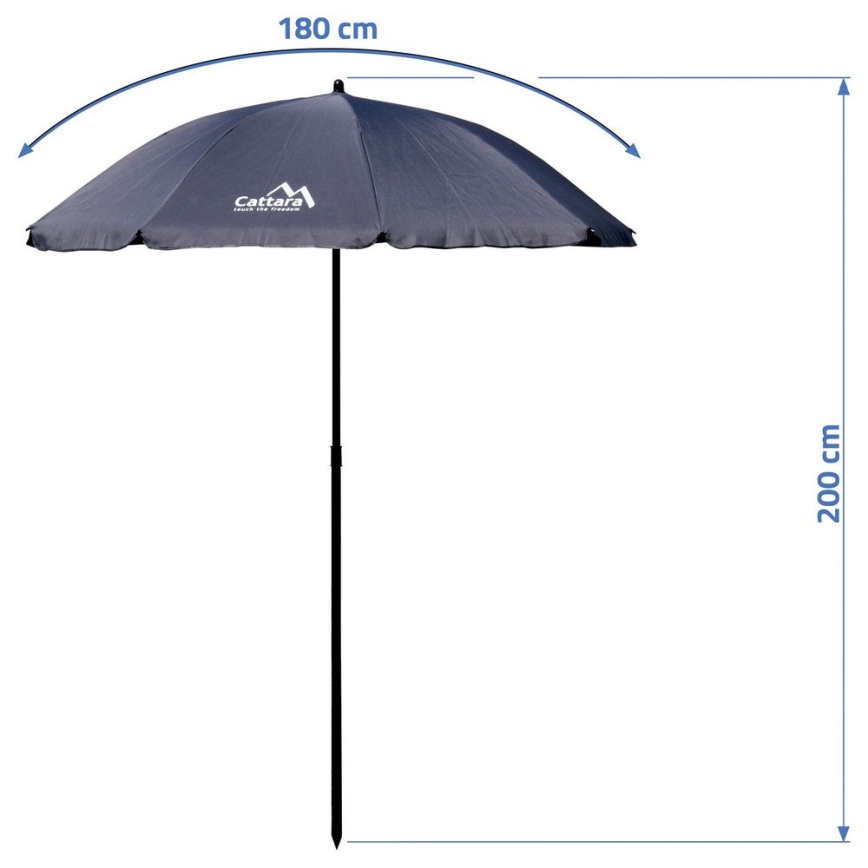Parasol 1,8 m foldbar + hældning grå