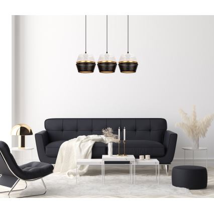 Loftlampe på kabel PARIS 3xE27/60W/230V hvid/sort/guld