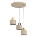 PARKLA pendel på wire 3xE27/15W/230V beige/guld