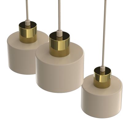PARKLA pendel på wire 3xE27/15W/230V beige/guld