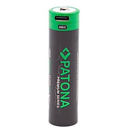 PATONA - Akkumulator 18650 Li-lon 3350mAh PREMIUM 3,7V med USB-C opladning