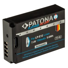 PATONA - Akkumulator Canon LP-E12 750mAh Li-Ion Platinum USB-C opladning