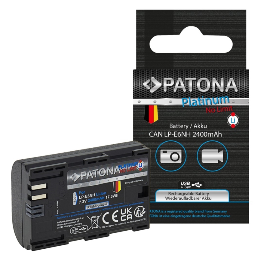 PATONA - Akkumulator Canon LP-E6NH 2400mAh Li-Ion Platinum USB-C
