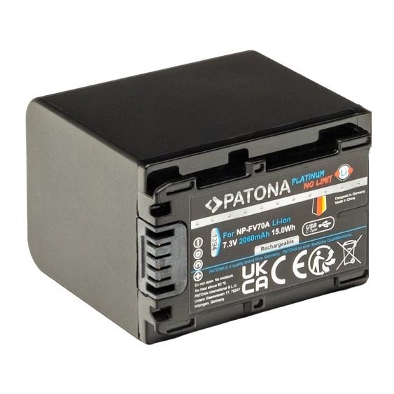 PATONA - Akkumulator Sony NP-FV70A 2060mAh Li-Ion Platinum USB-C opladning