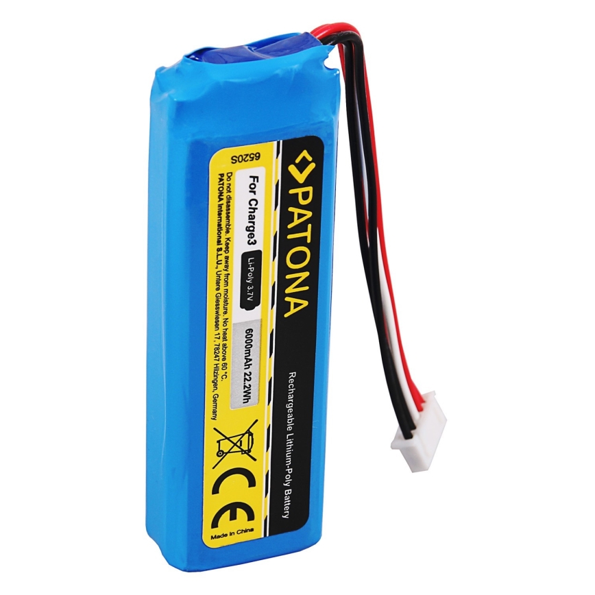 PATONA - Batteri JBL Charge 3 6000mAh 3,7V Li-Pol