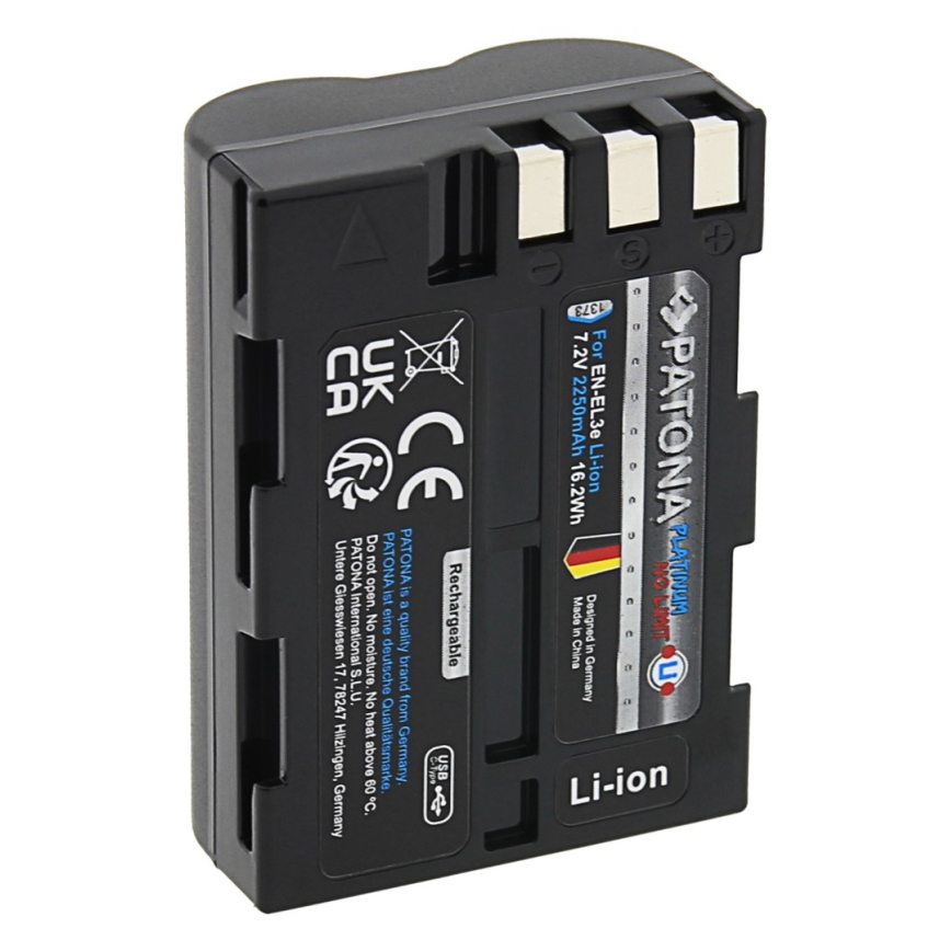PATONA - Batteri Nikon EN-EL3E 2250 mAh Li-ion Platinum USB-C-opladning