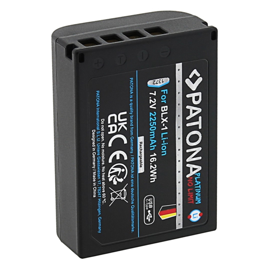 PATONA - Batteri Olympus BLX-1 2400 mAh Li-ion Platinum USB-C-opladning