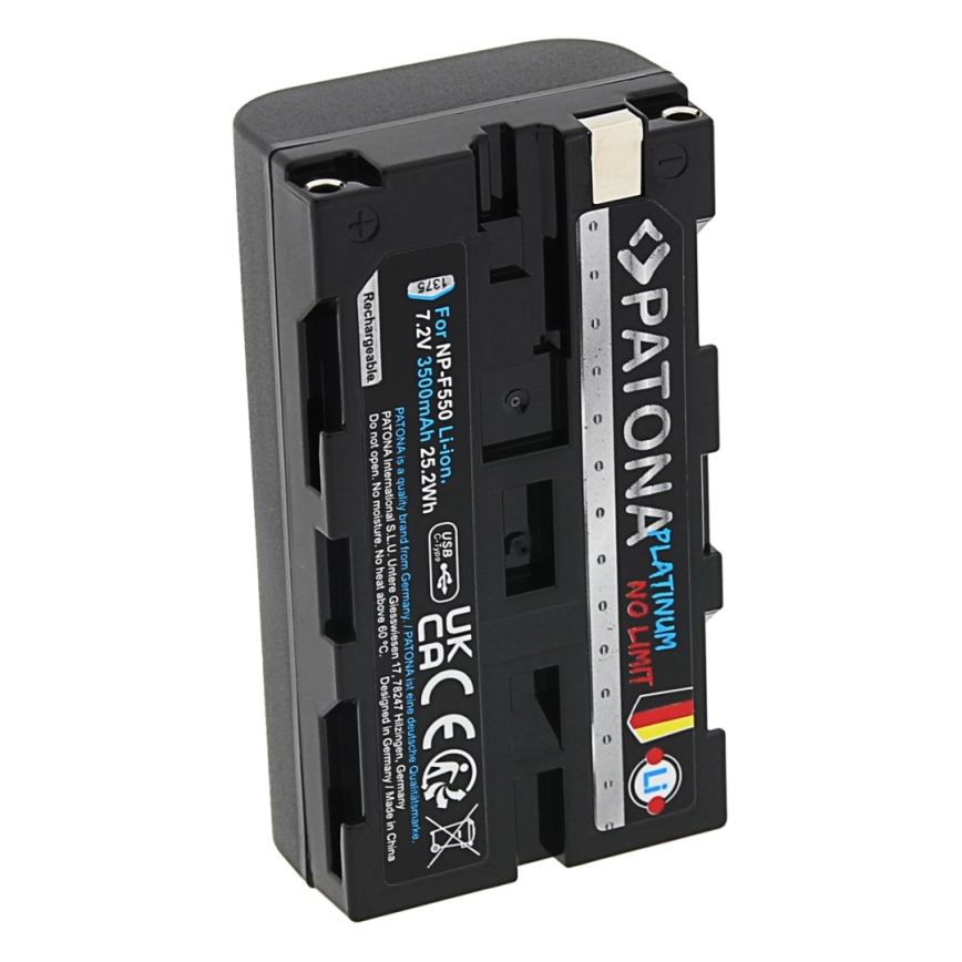 PATONA - Batteri Sony NP-F550/F330/F570 3500 mAh Li-ion Platinum USB-C-opladning