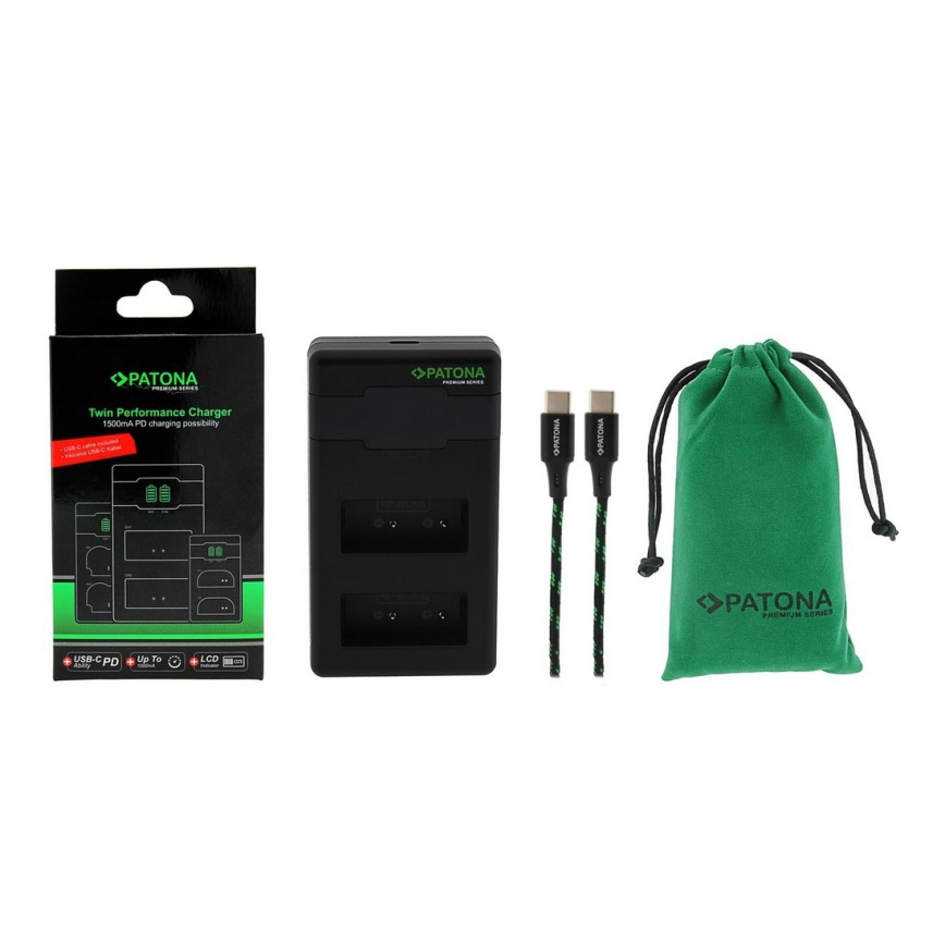 PATONA - Hurtigoplader Dual Fuji NP-W126 + kabel USB-C 0,6 m