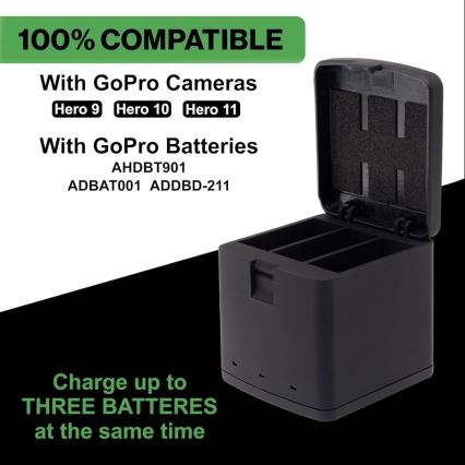 PATONA - Oplader Triple GoPro Hero 9/Hero 10/Hero 11/Hero 12