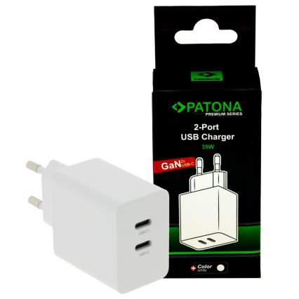 PATONA - Opladeradapter Power delivery 35W 2xUSB-C -PD 3.0