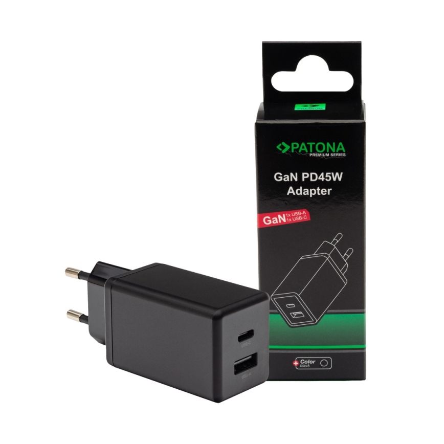 PATONA - Opladeradapter Power delivery 45W 1xUSB-C/1xUSB-A -PD 3.0