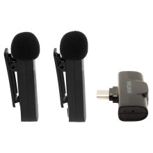 PATONA - SÆT 2x Trådløs mikrofon med klemme til smartphones USB-C 5V
