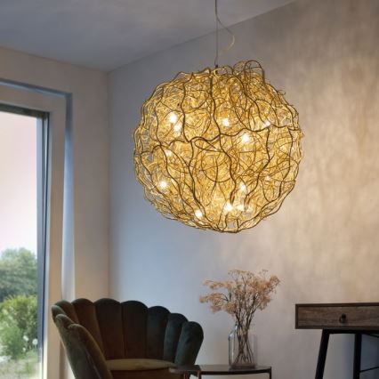 Paul Neuhaus 2019-12 - Lysekrone med wireophæng SAREA 15xG9/40W/230V guld