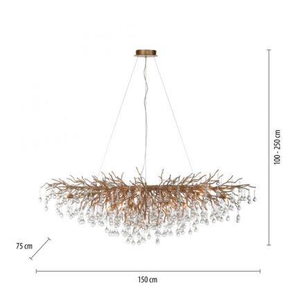 Paul Neuhaus 2031-11 - Pendel ICICLE 15xG9/40W/230V 75x150 cm messing