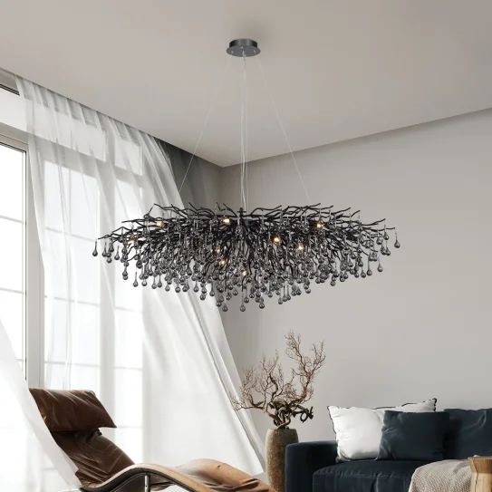 Paul Neuhaus 2031-18 - ICICLE lysekrone på kabel 15 x G9/40 W/230 V 75 x 150 cm sort