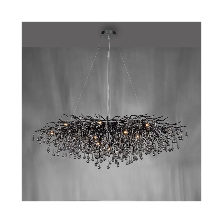 Paul Neuhaus 2031-18 - ICICLE lysekrone på kabel 15 x G9/40 W/230 V 75 x 150 cm sort