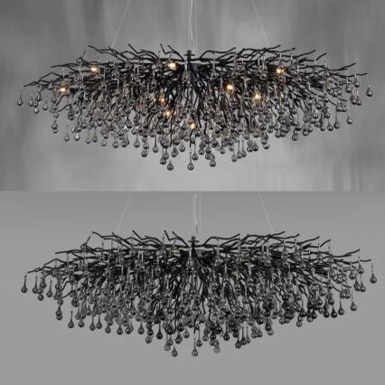 Paul Neuhaus 2031-18 - ICICLE lysekrone på kabel 15 x G9/40 W/230 V 75 x 150 cm sort