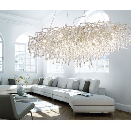 Paul Neuhaus 2031-55 - Pendel ICICLE 15xG9/40W/230V 75x150 cm skinnende krom