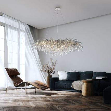 Paul Neuhaus 2031-55 - Pendel ICICLE 15xG9/40W/230V 75x150 cm skinnende krom