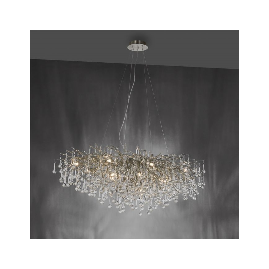 Paul Neuhaus 2031-55 - Pendel ICICLE 15xG9/40W/230V 75x150 cm skinnende krom