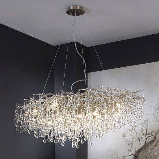 Paul Neuhaus 2031-55 - Pendel ICICLE 15xG9/40W/230V 75x150 cm skinnende krom