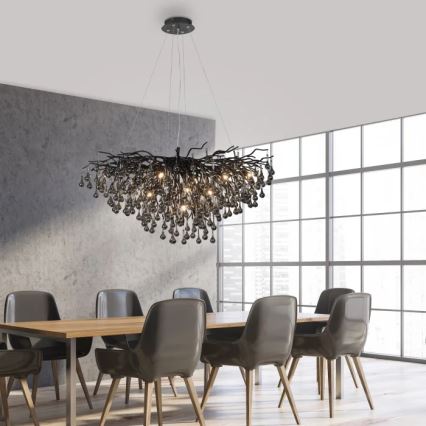 Paul Neuhaus 2192-18 - Lysekrone på wire ICICLE 10xG9/40W/230V 50x100 cm sort