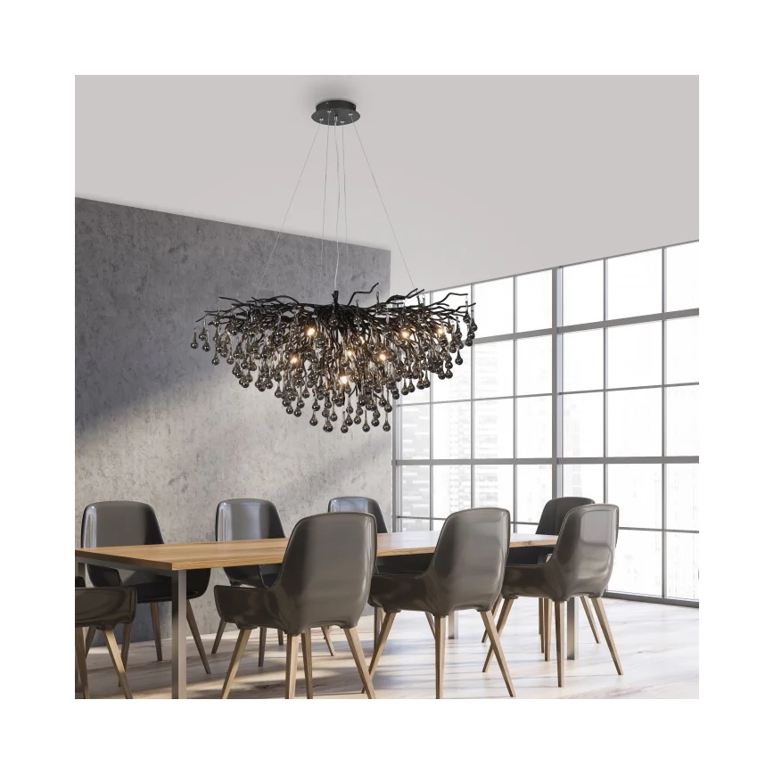 Paul Neuhaus 2192-18 - Lysekrone på wire ICICLE 10xG9/40W/230V 50x100 cm sort